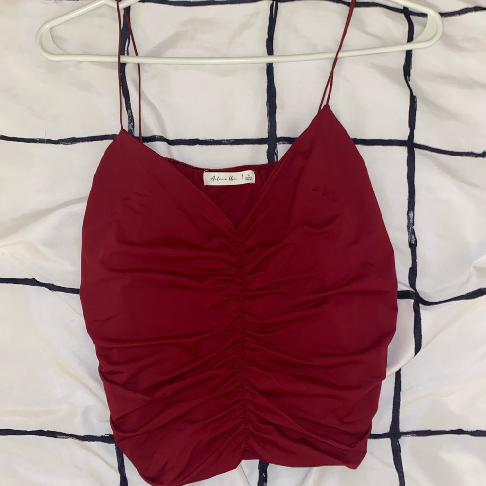 Burgundy satin tank top